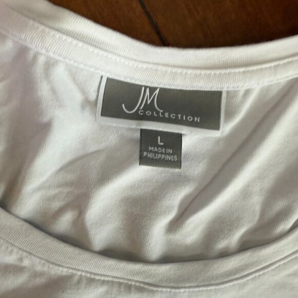 JM Collection Women’s White Long Sleeve Scoop Neck Top, size Large - Picture 5 of 11